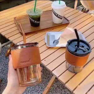Slub glass straw cup
