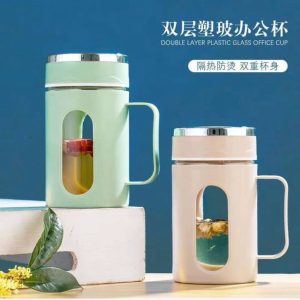 Glass bottle with lid & handle