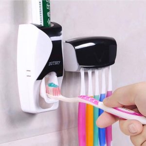 Brush holder and paste dispenser